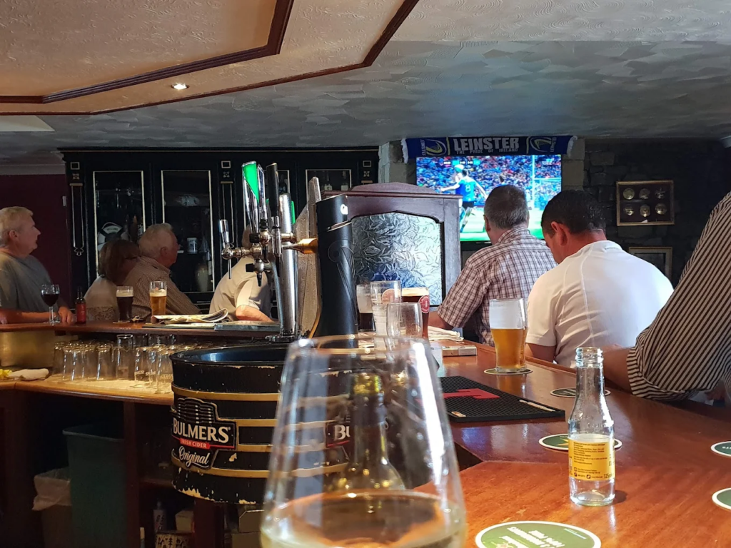 The bar at The Yacht Bar, Lanesborough, with a match on the TV